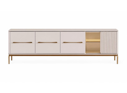 Elegantes TV-Lowboard mit Marmoroptik und goldenen Designakzenten