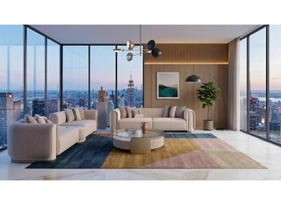 Elegante Wohnzimmer Polstergarnitur 2x 3-Sitzer Sofas Couchtisch