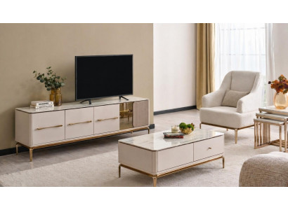 Stilvolles Möbelset mit TV-Lowboard, Couchtisch und Beistelltisch