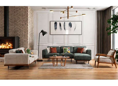 Polstergarnitur Ecksofa L-Form 3-Sitzer Sofa  Sessel Weich Modern