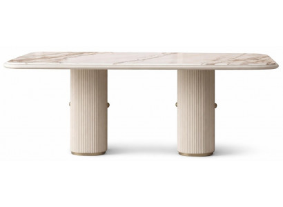 Elegante Esstisch: Tisch mit Marmortop und eleganten Säulenbeinen