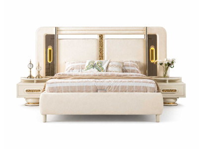 Schlafzimmer Luxuriöses Bett 2x Nachttische Designer Einrichtung Komplett