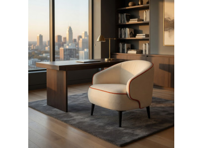 Lounge Sessel Beige Mit Orange Akzent Modern Design