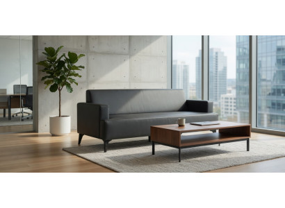 Sofa 4 Sitzer Dunkelgrau Mit Armlehnen Modern Design