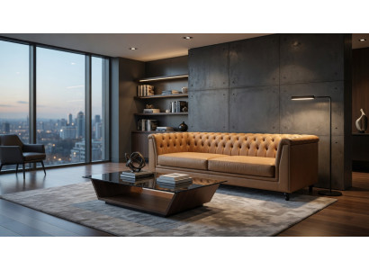 Chesterfield Sofa 3 Sitzer Beige Elegant Für Wohnzimmer