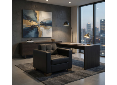 Designer Sessel Dunkelgrau Mit Steppung Für Büro Lounge