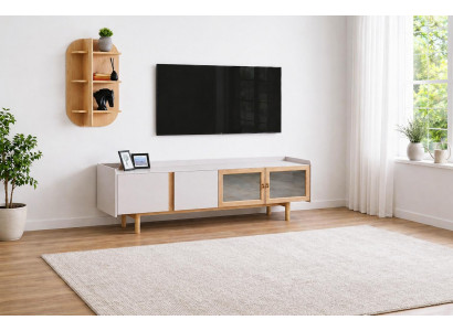 Skandinavisches TV-Lowboard mit Wandregal für moderne Wohnzimmer