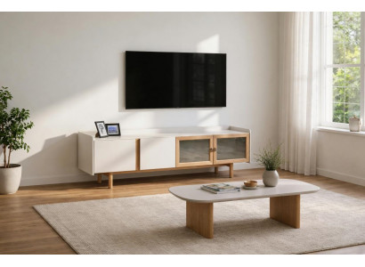 Modernes Skandinavisches Wohnzimmerset: TV-Lowboard und Couchtisch
