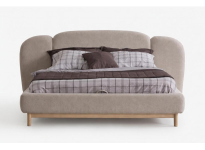 Polsterbett mit sanften Kurven, Holzbeinen und modernem Design