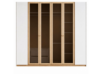 Moderner Kleiderschrank mit Holzrahmen und eleganten Glasfronten