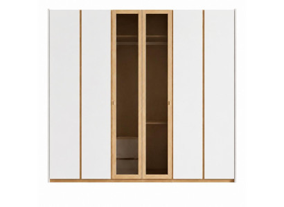 Moderner Kleiderschrank mit eleganten Holzrahmen und Glasfronten