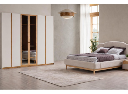 Elegantes Schlafzimmer-Set mit Bett, Kleiderschrank und 2 Nachttischen