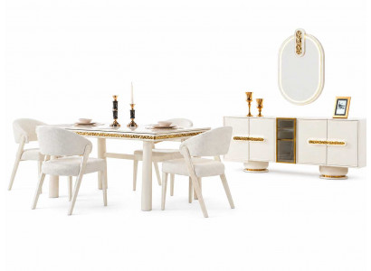 Esszimmer Set Esstisch Komplett 4x Stühle Holzmöbel Sideboard Luxuriöses