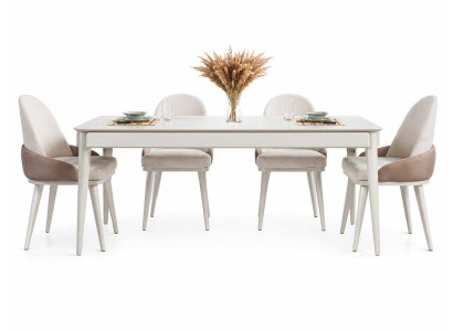 Esszimmer Esstisch Komplett 4x Stühle Holzmöbel Luxuriöses Set