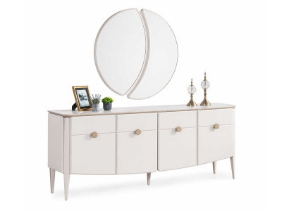 Esszimmer Sideboard mit Spiegel Buffet Schrank Anrichte Kommodenschrank