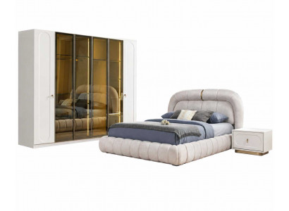 Luxusmöbel Bett+Nachttische Luxusmöbel Komplettes Design Kleiderschrank