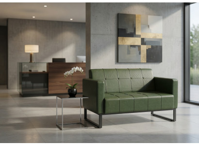 Bequemes 2-Sitzer Sofa in Grün mit minimalistischer Gestaltung