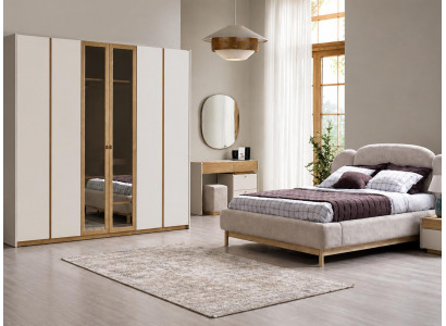 Modernes Möbelset: Bett, Kleiderschrank, Frisiertisch, 2 Nachttische