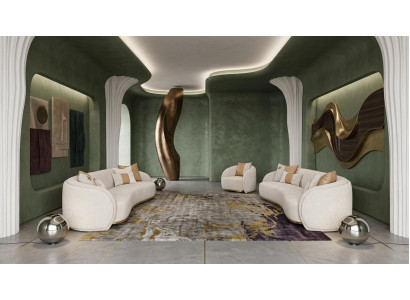 Modernes beiges Wohnzimmer-Set 3-Sitzer-Sofa Sessel Wohnzimmermöbel