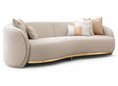 Luxuriöses 3-Sitzer-Sofa beigefarbenes Stoffsofa modern Wohnzimmermöbel