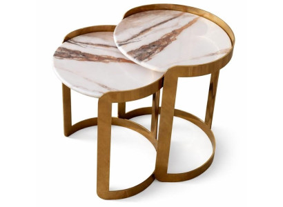 Luxuriöse beige Beistelltische Tische runder Tisch Wohnzimmermöbel