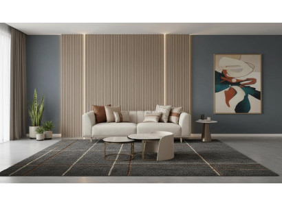 Luxuriöses beiges Wohnzimmer-Set 3-Sitzer-Sofa runder Couchtisch Polstermöbel