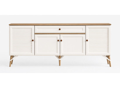 Modernes Sideboard mit Louver-Türen und eleganten Eichenholzfüßen