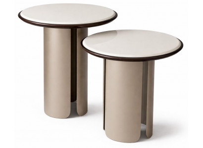 Beigefarbene Beistelltische runde Tische Wohnzimmertisch Designermöbel