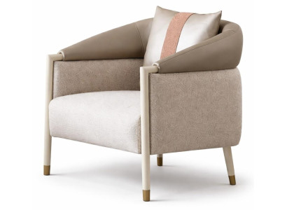Beiger Stoffsessel weicher Designersessel Wohnzimmermöbel Polstermöbel