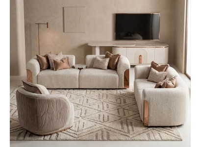 Luxuriöses Wohnzimmer-Set 3-Sitzer-Sofa 2-Sitzer-Sofa Sessel TV-Schrank