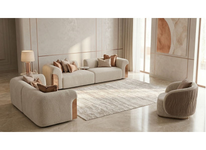 Stilvolles beiges Wohnzimmer-Set 3-Sitzer-Sofa 2-Sitzer-Sofa Sessel modern