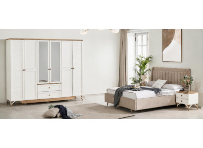 Elegantes Schlafzimmer-Set mit Bett, Kleiderschrank und 2 Nachttischen