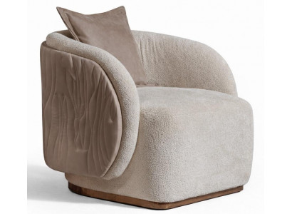 Beiger Luxus-Sessel Stoffsessel Designersessel Wohnzimmermöbel