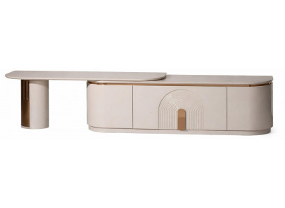 Beiger Fernsehschrank TV-Schrank aus Holz mit Schiebetüren TV-Möbel