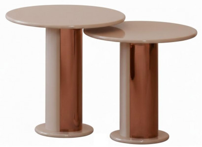 Beigefarbene Beistelltische runde Holztische Tischset für das Wohnzimmer