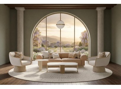 Stilvolles Wohnzimmer-Set 3-Sitzer-Sofa Sessel Couchtisch Beistelltisch