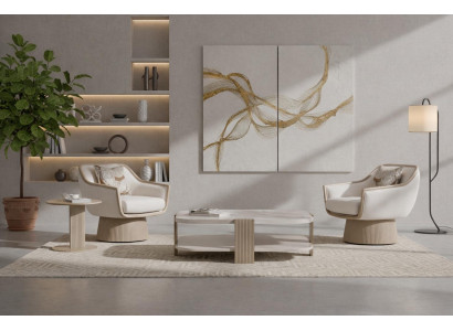 Modernes Wohnzimmer-Set Sessel Couchtisch Beistelltisch Wohnzimmermöbel