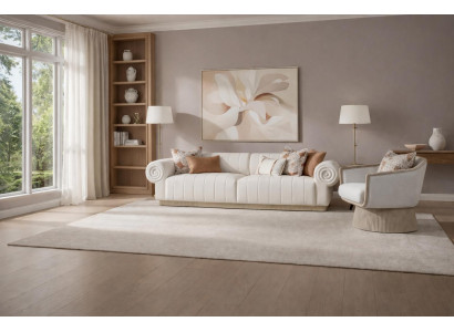 Luxuriöses Wohnzimmer-Set weißes 3-Sitzer-Sofa Sessel modernes Design