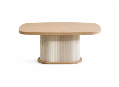 Moderner Couchtisch aus Holz mit ovalem Design und Struktur Stil