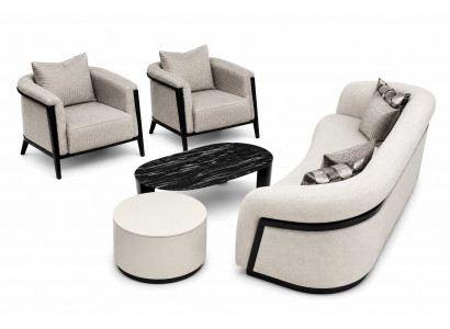 Sofagarnitur 3+1+1 Sitzer Wohnzimmer Luxusmöbel 2x Couchtische