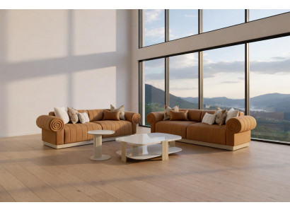 Modernes Wohnzimmer-Set 3-Sitzer-Sofas Couchtisch Beistelltisch hohe Qualität