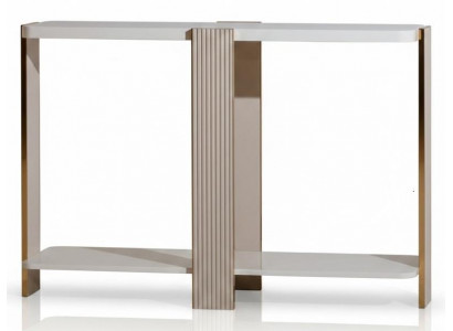 Beigefarbene Konsole Kommode Holztisch Holzkonsole für das Wohnzimmer