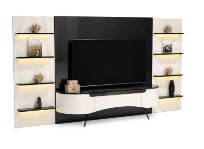 Luxusmöbel Wohnwand Wohnzimmer TV Lowboard 2x Regale Moderner TV Rahmen Set 4tlg