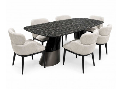 Esstisch mit 6x Stühle Esszimmer Design Luxusmöbel Moderner Komplettes