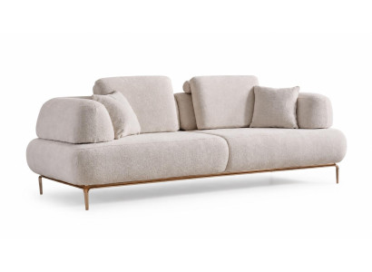 Bequemer Modern Sofa mit Rundarmlehnen und Metallfüßen in Beige