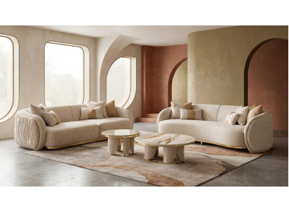 Modernes beiges Wohnzimmer-Set 3-Sitzer-Sofa Couchtisch hohe Qualität