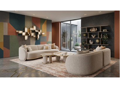 Stilvolles Wohnzimmer-Set 3-Sitzer-Sofa Couchtisch beige Wohnzimmermöbel