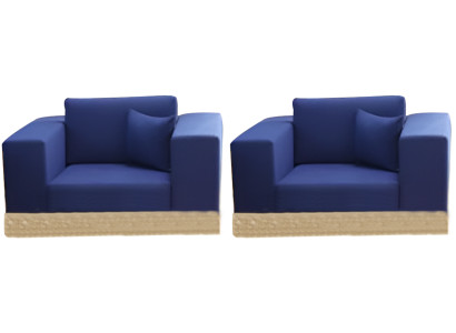 Moderne Blaue 2x Sessel Designer Loungesessel Gartensessel