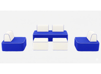 Blau-Weißes Designer Sofa Set Exklusiver 3-Sitzer Textilsessel