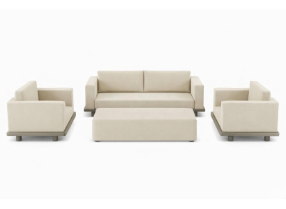 Schicke Beige Wohnzimmer Sofagarnitur Textilsofas Couchtisch Sessel